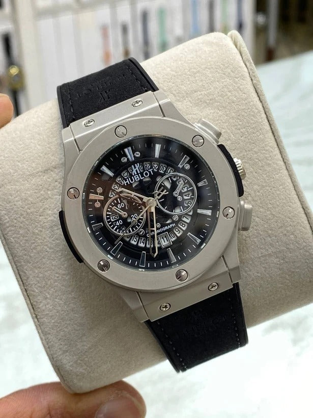 Hublot Classic Fusion Men’s Quartz Watch – Stainless Steel Case with Black Leather Strap RiwayatbyRida