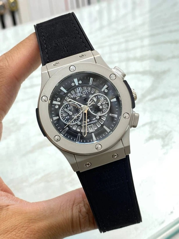 Hublot Classic Fusion Men’s Quartz Watch – Stainless Steel Case with Black Leather Strap RiwayatbyRida