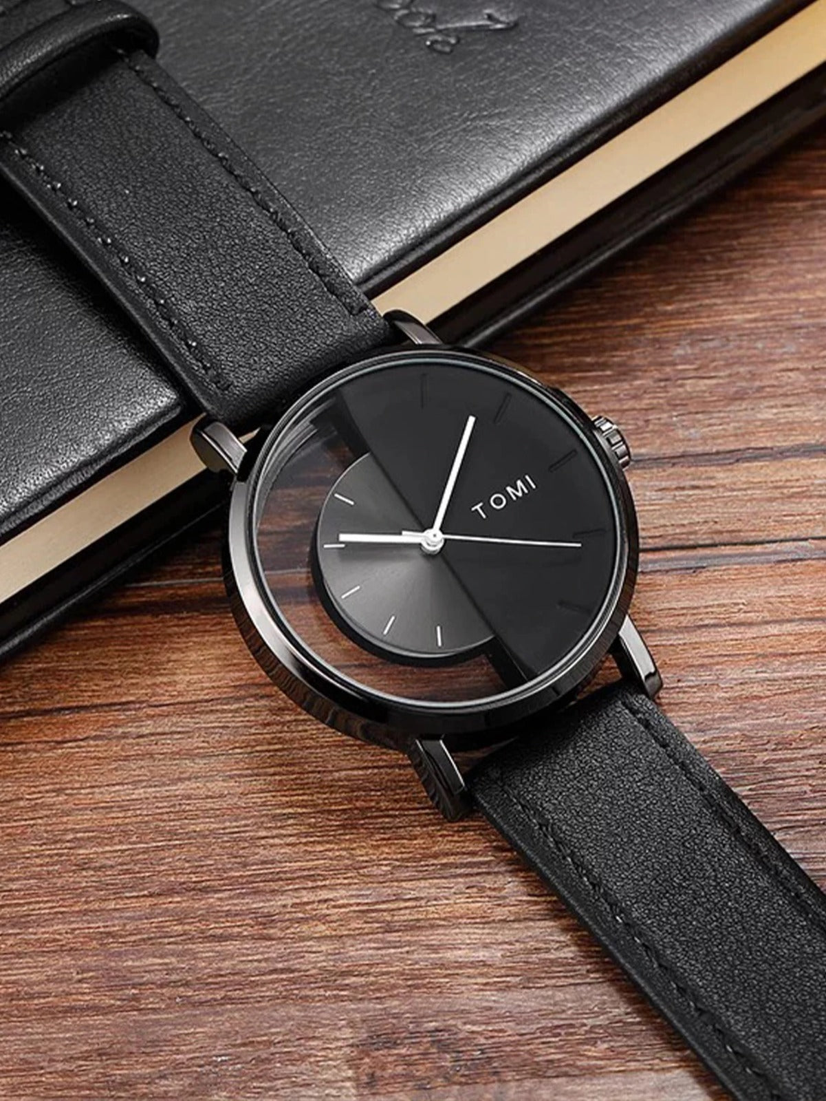 Luxury Tomi Men’s Watch with Unique Half-Glass Dial in Pakistan