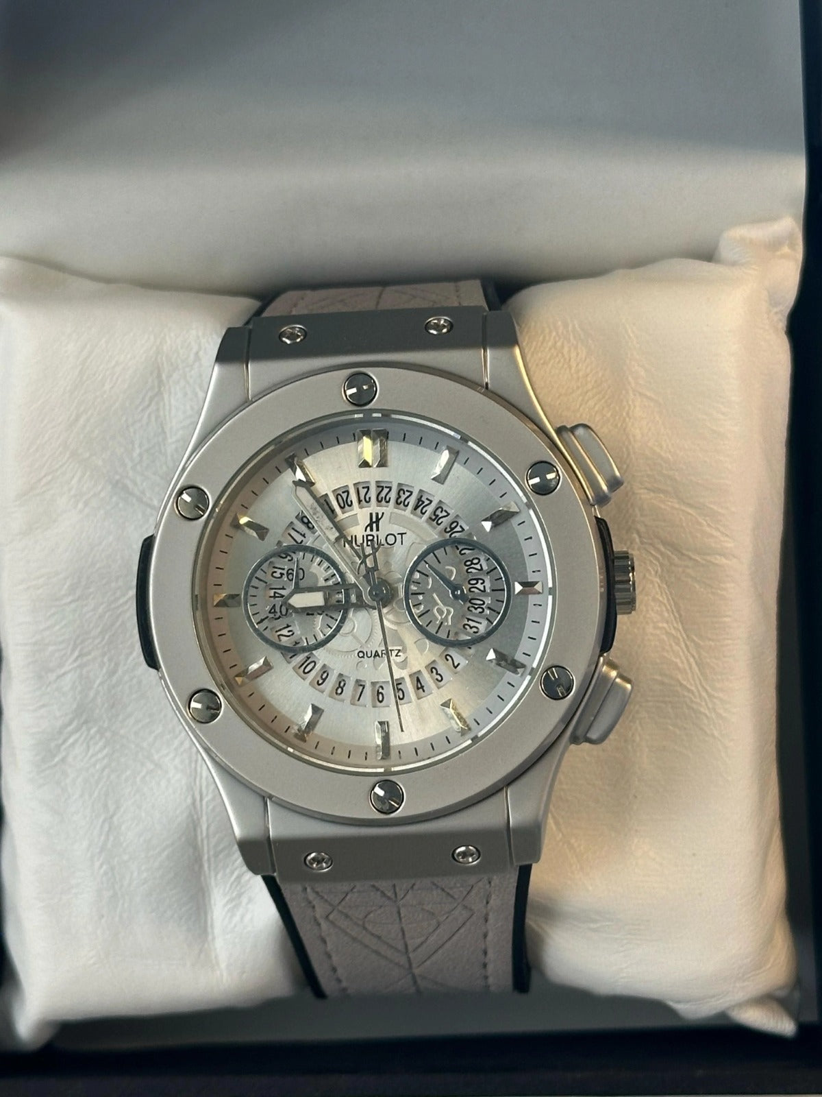 Hublot Chronograph Luxury Watch – Stainless Steel Case & Leather Strap RiwayatbyRida
