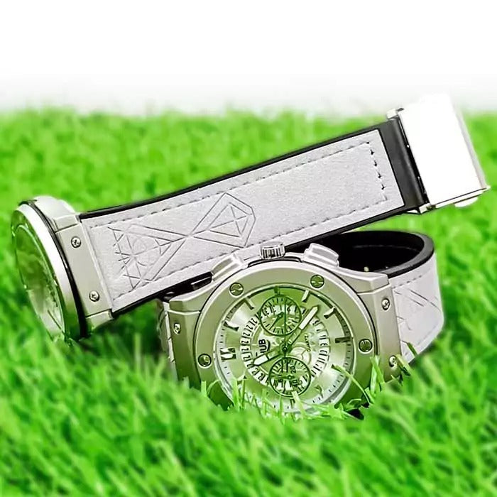 Hublot Chronograph Luxury Watch – Stainless Steel Case & Leather Strap RiwayatbyRida
