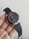 Luxury Submariner Style Men's Watch – Black Dial, Rose Gold Case & Rubber Strap RiwayatbyRida